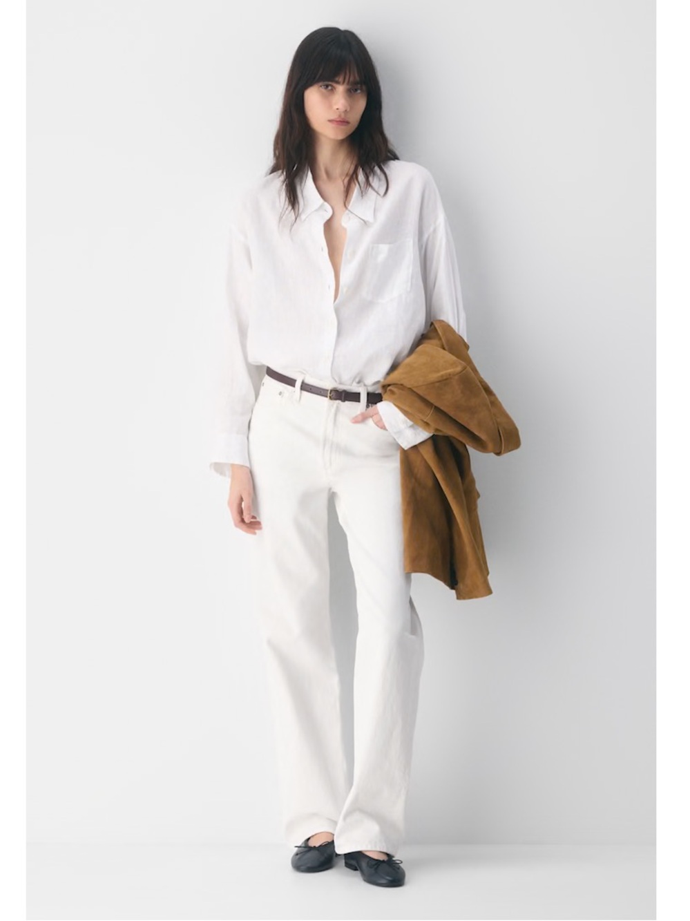 Aritzia Relaxed Linen Shirt in White